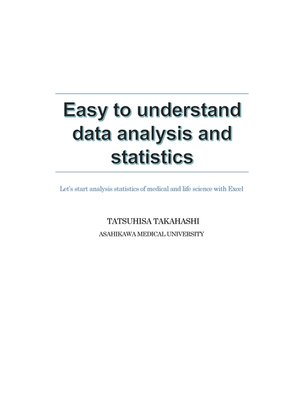 cover image of Easy to understand data analysis and statistics -Let's start analysis statistics of medical and life science with Excel-